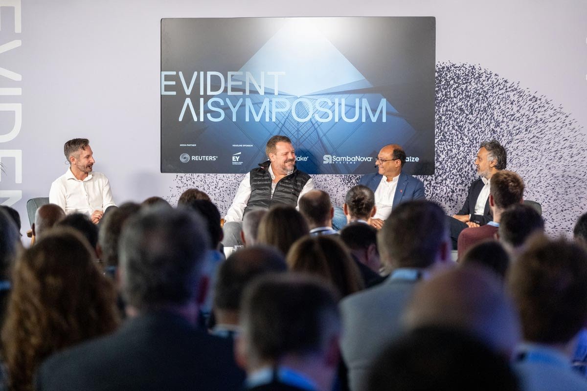 Image of speakers at the Evident AI Symposium in London